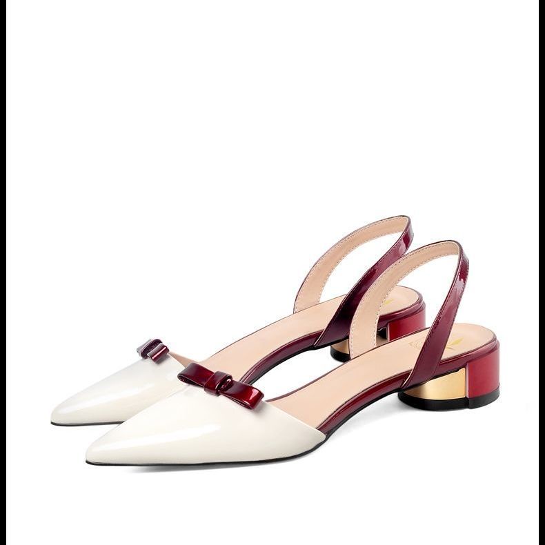 Xăng đan Da Mềm Đế Thấp Mũi Nhọn Màu Sắc Đơn Giản Hợp Thời Trang Cho Nữ