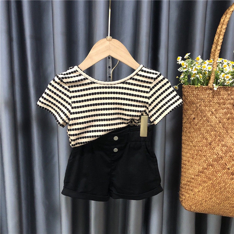 Set Áo Thun Tay Ngắn Và Quần Short Thời Trang Mới 2023 Dành Cho Bé Gái