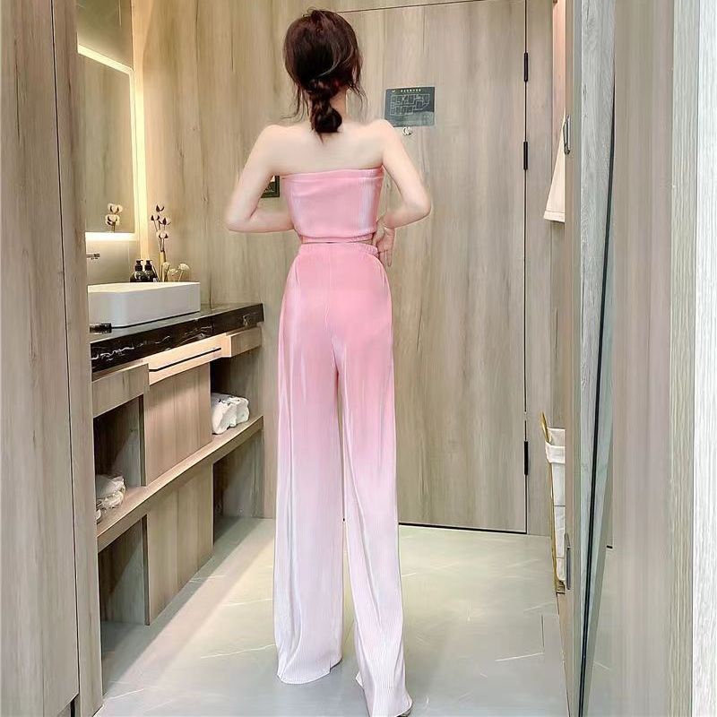 Quần Dài Ống Rộng Bằng Lụa Mát Màu Gradient Phong Cách Mới Dành Cho Nữ