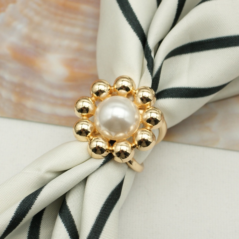 Nút Cài Khăn Choàng Lụa Cao Cấp Hình Vuông Đính Hoa Ngọc Trai Đơn Giản Thời Trang