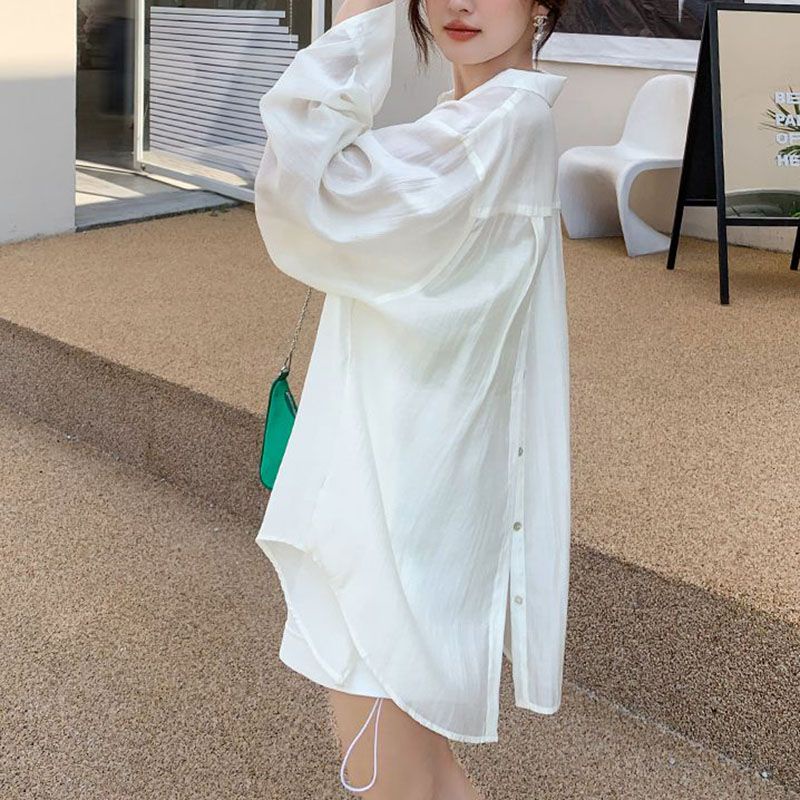 Áo Khoác Cardigan Chống Nắng Siêu Nhẹ Xẻ Lưng Màu Hồng Phong Cách Đường Phố Gợi Cảm Dễ Phối Đồ Thời Trang Xuân Hè