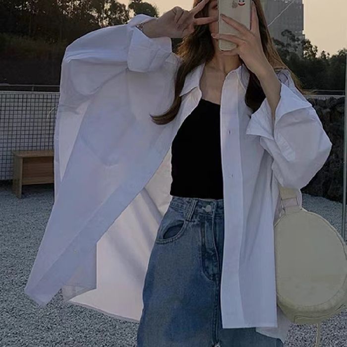 Áo Khoác Sơ Mi Chống Nắng Dáng Rộng Màu Hồng Phong Cách Hong Kong Cổ Điển Thời Trang Mùa Xuân Mới Cho Nữ