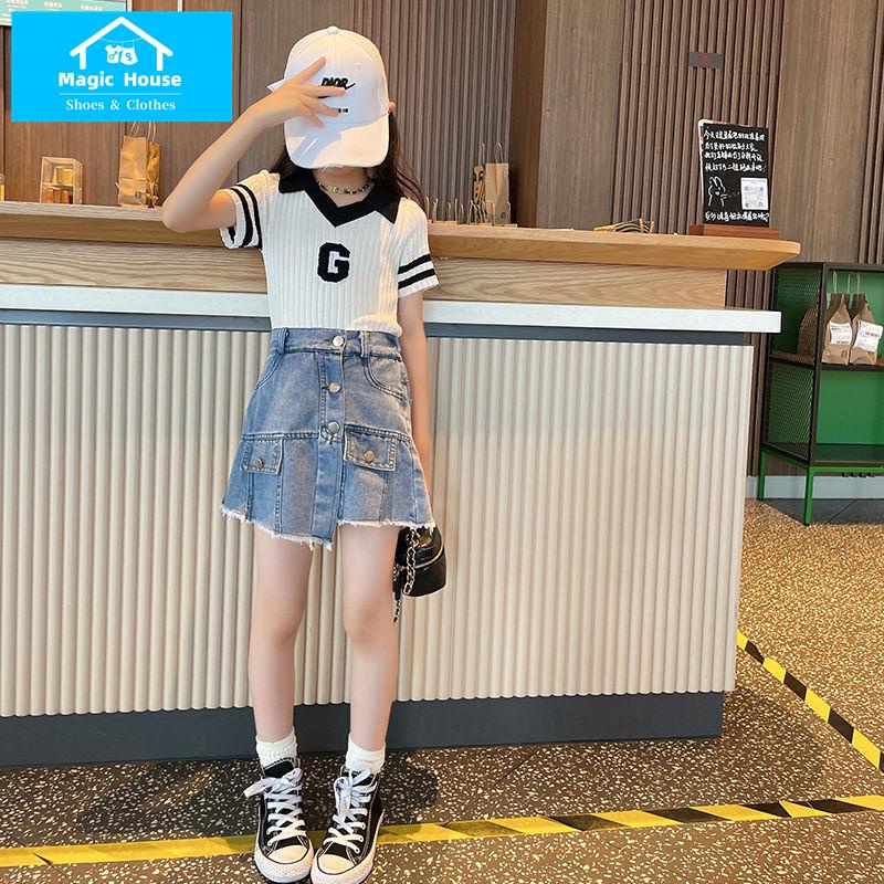 Bộ Áo Quần Short Denim Thời Trang Mùa Hè Hàn Quốc Mới 2023 Cho Bé Gái