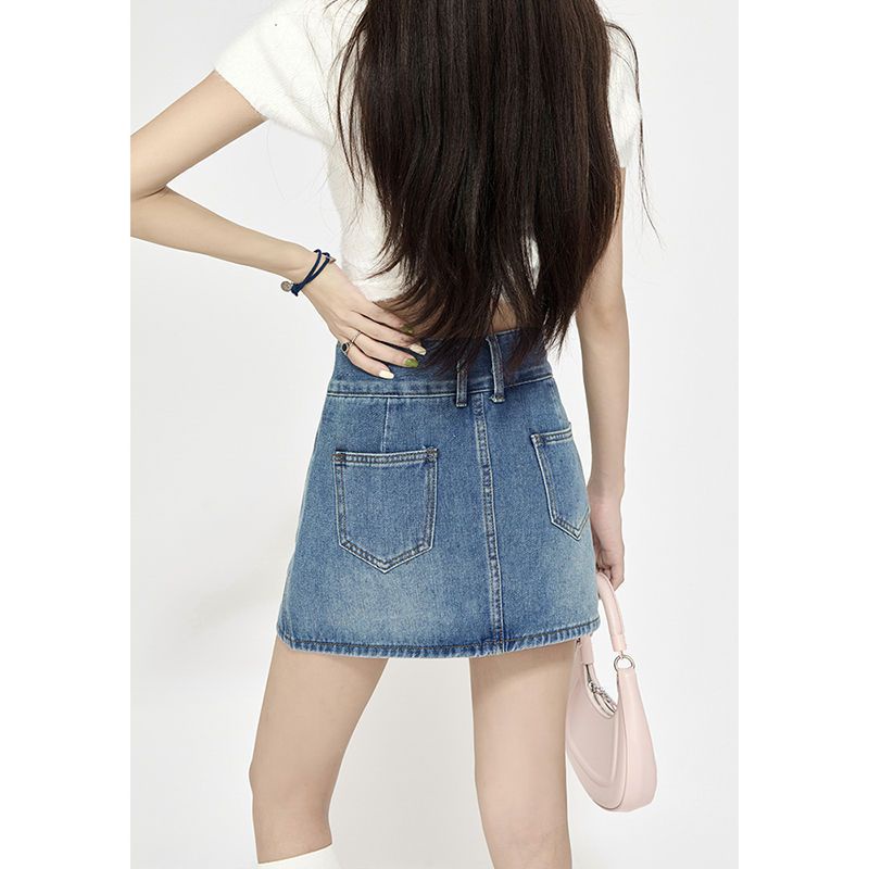 Chân Váy Denim Chữ a Lưng Cao Phong Cách Mỹ Thời Trang Mùa Hè Mới Cho Nữ