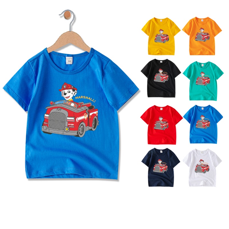 Áo Thun Tay Ngắn Cổ Tròn In Hình Paw Patrol 8 Màu Sắc Cho Bé JA011