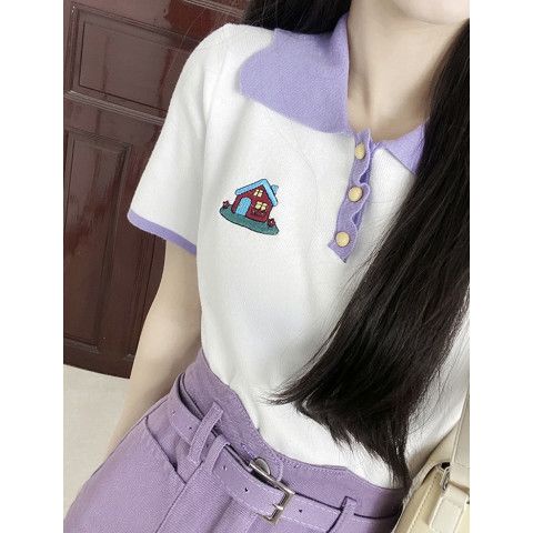 Đầm Chữ A Tay Ngắn Cổ Polo Phong Cách Hàn Quốc Thanh Lịch Phong Cách Mới 2023