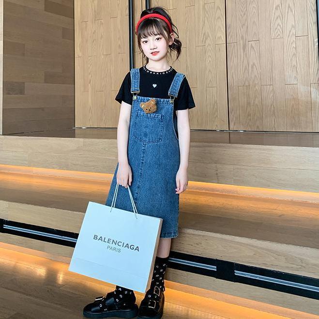 ~ Váy Yếm Denim Hai Dây Cỡ Vừa Thời Trang Mới 2023 Dành Cho Bé Gái