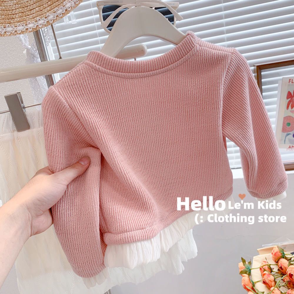 Áo Khoác Dệt Kim Dáng Ôm Màu Sắc Ngọt Ngào Phong Cách Công Chúa Ngọt Ngào Thời Trang Mùa Thu Cho Bé Gái