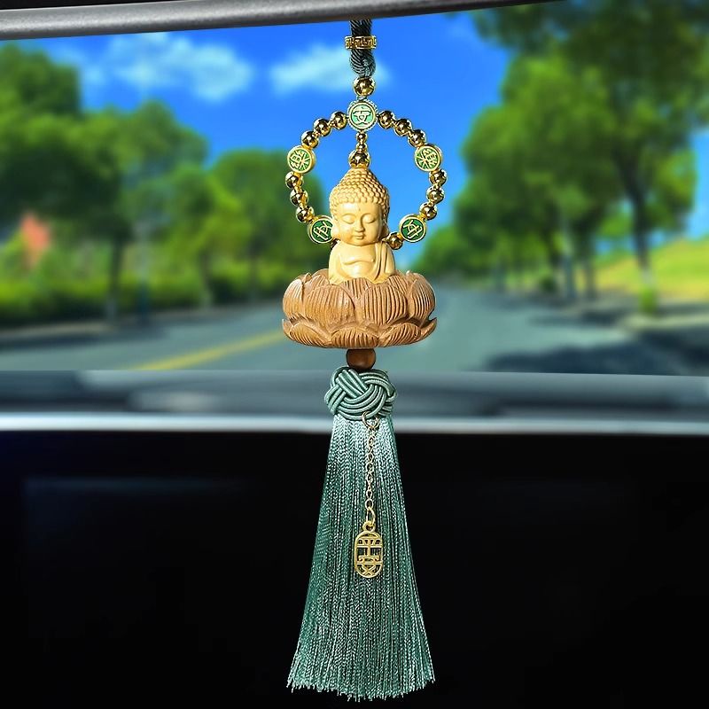 Dây Treo Trang Trí Gương Chiếu Hậu Xe Hơi 8.1 In Hình Hoa Sen Phật Giáo