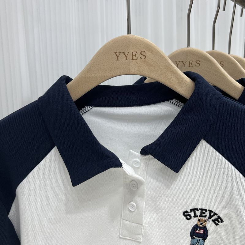 Hàng Mới Về Áo Thun Polo Tay Dài Thêu Họa Tiết Phong Cách Hàn Quốc Mới 2023 Cho Bé Gái