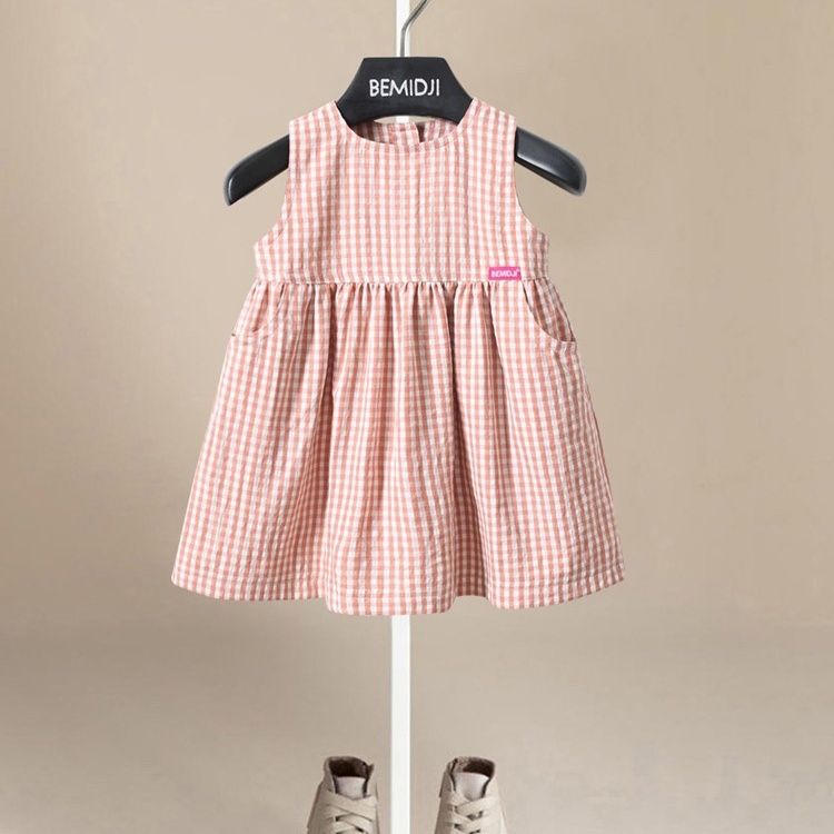 Đầm Không Tay Cổ Tròn Phong Cách Phương Tây Thời Trang Mùa Hè Mới 2023 Dành Cho Bé Gái