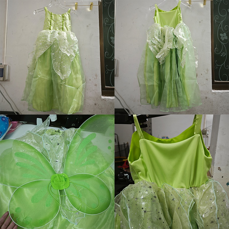 Đầm Công Chúa Tinkerbell Có Cánh Hóa Trang Halloween / Giáng Sinh / Tiệc Sinh Nhật Toàn Diện Cho Bé Gái