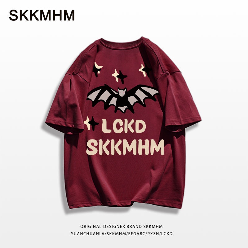 New 100% T-shirt Summer Street American retro fashion brand loose vintage hip hop women's top cotton short sleeve S1ZC