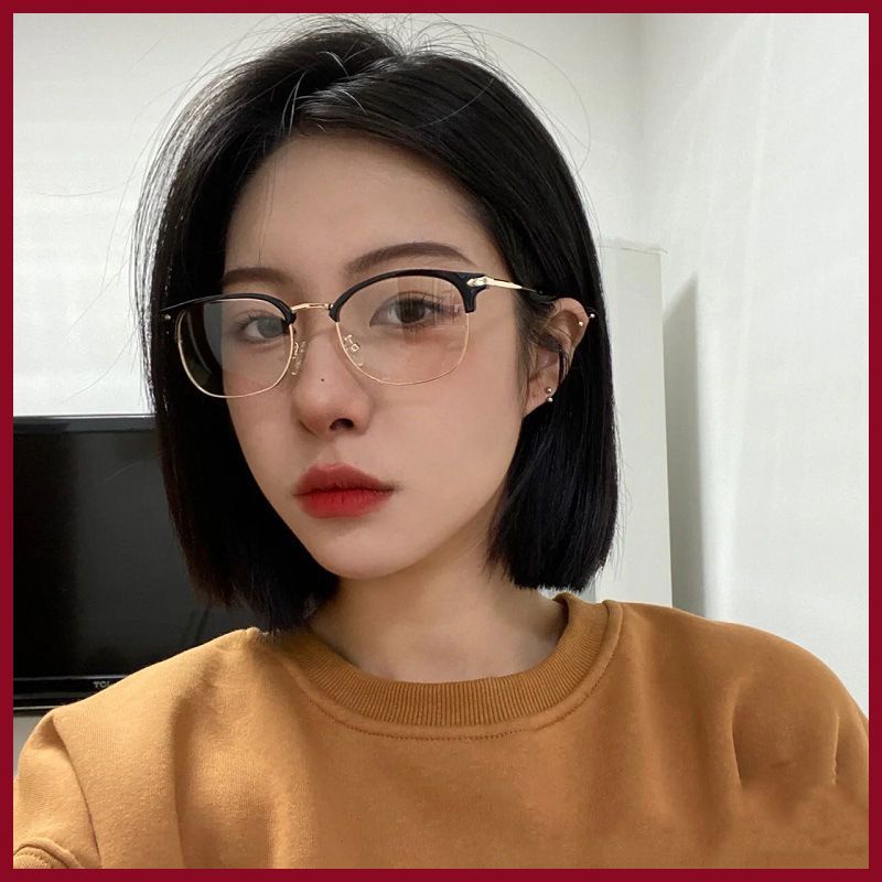 Gọng Kính Nửa Gọng Vuông Tròn Mỏng Và Trơn Thanh Lịch Hàn Quốc Cho Nữ my