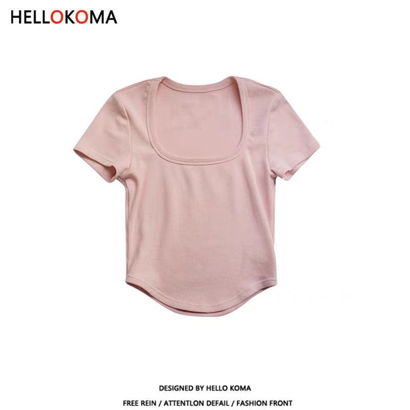 Áo Thun Tay Ngắn Cổ Chữ U Màu Trắng Trơn Thời Trang Mùa Hè Cho Nữ