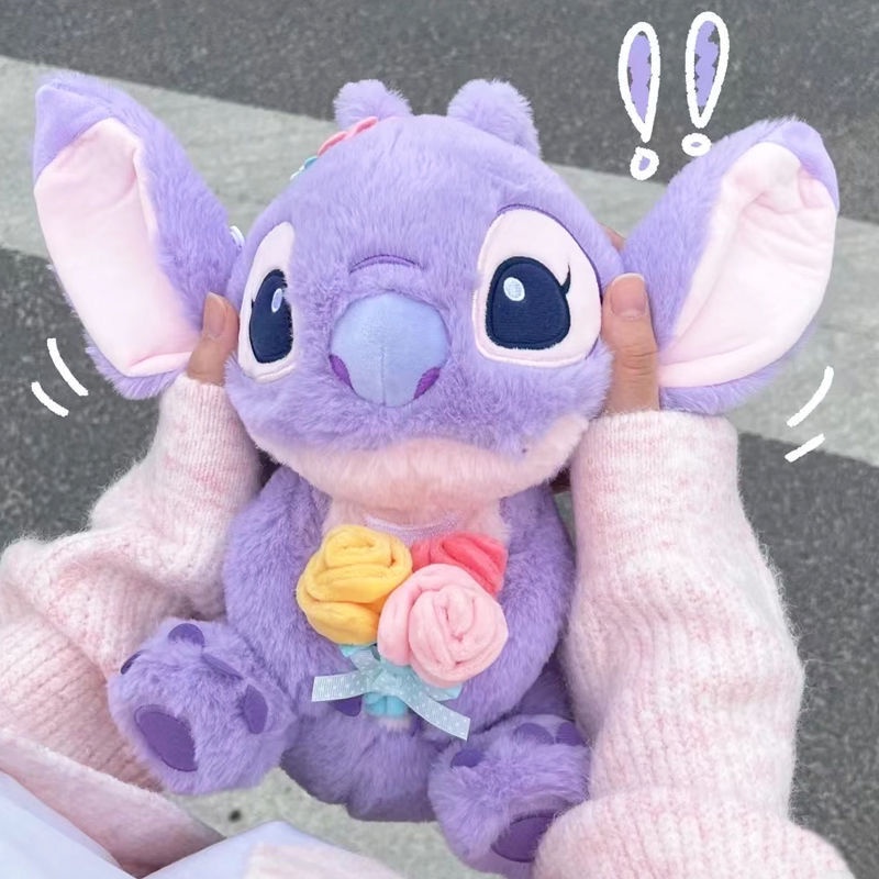 Gối Nhồi Bông Hình Stitch Hoạt Hình Màu Tím Dễ Thương Dùng Làm Quà Tặng Sinh Nhật Cho Bé Gái