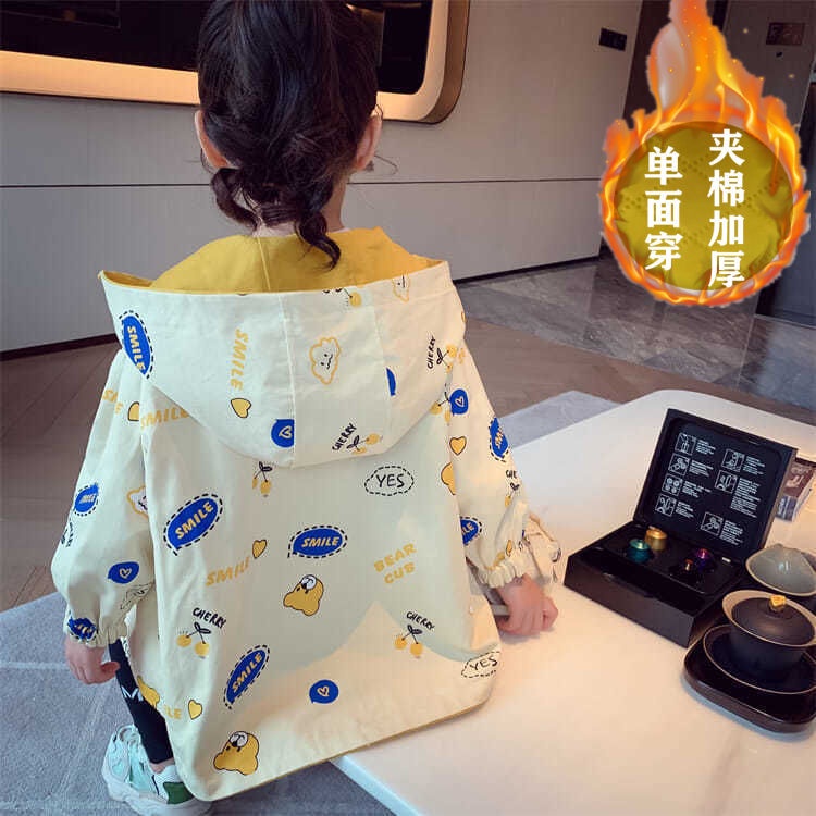 Hàng Có Sẵn ~  Áo Khoác Hai Mặt Có Mũ Trùm Đầu Phong Cách Mới 2023 Dành Cho Bé Gái