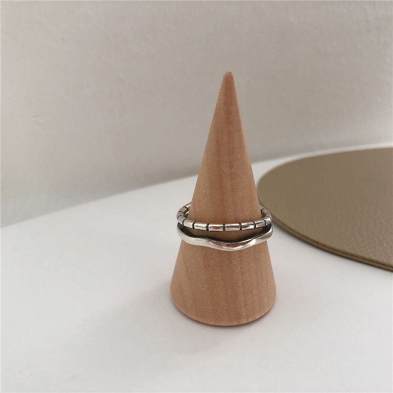 Nhẫn Hai Lớp Bằng Bạc sterling Phong Cách Hàn Quốc Thời Trang Cho Nữ