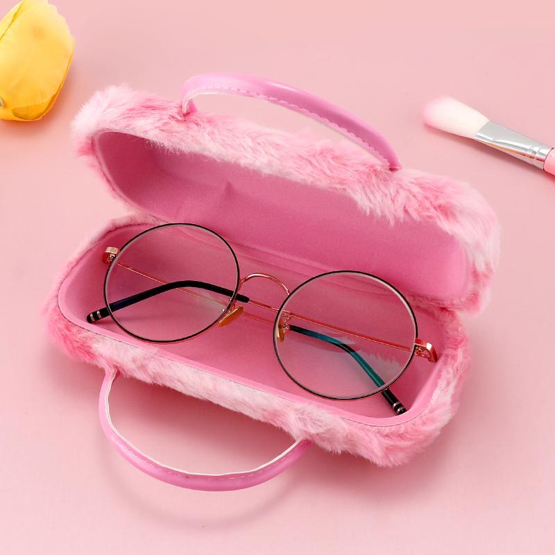 Hộp Đựng Mắt Kính Phủ Lông Màu gradient Họa Tiết Hoạt Hình Sáng Tạo Chống Áp Lực