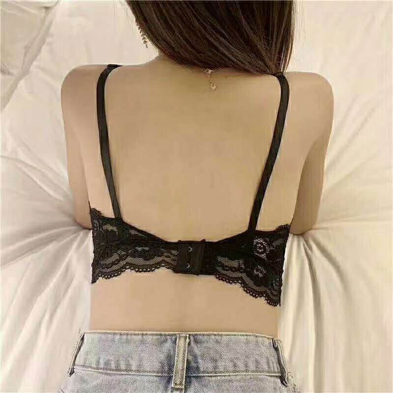 Áo Ngực Ren Dây Chéo Phía Trước Có Đệm Ngực Không Gọng Thép Dễ Phối Đồ Cho Nữ