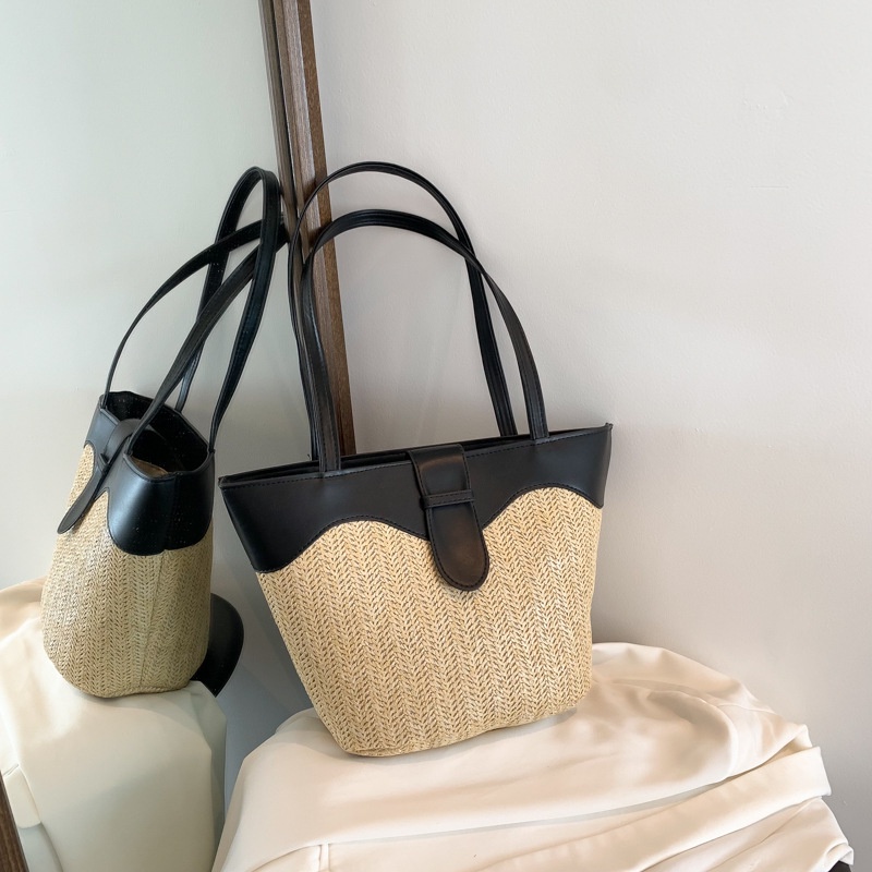 Túi Tote Đeo Vai / Xách Tay Bằng Rơm Bện Sức Chứa Lớn Thời Trang Mùa Xuân 2023