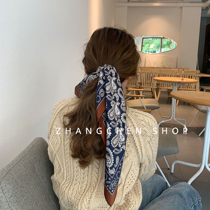 Khăn Quàng Cổ Hình Vuông Bằng Lụa Họa Tiết Hoa Phong Cách retro Pháp Dễ Phối Đồ Thời Trang Xuân Thu Cho Nữ