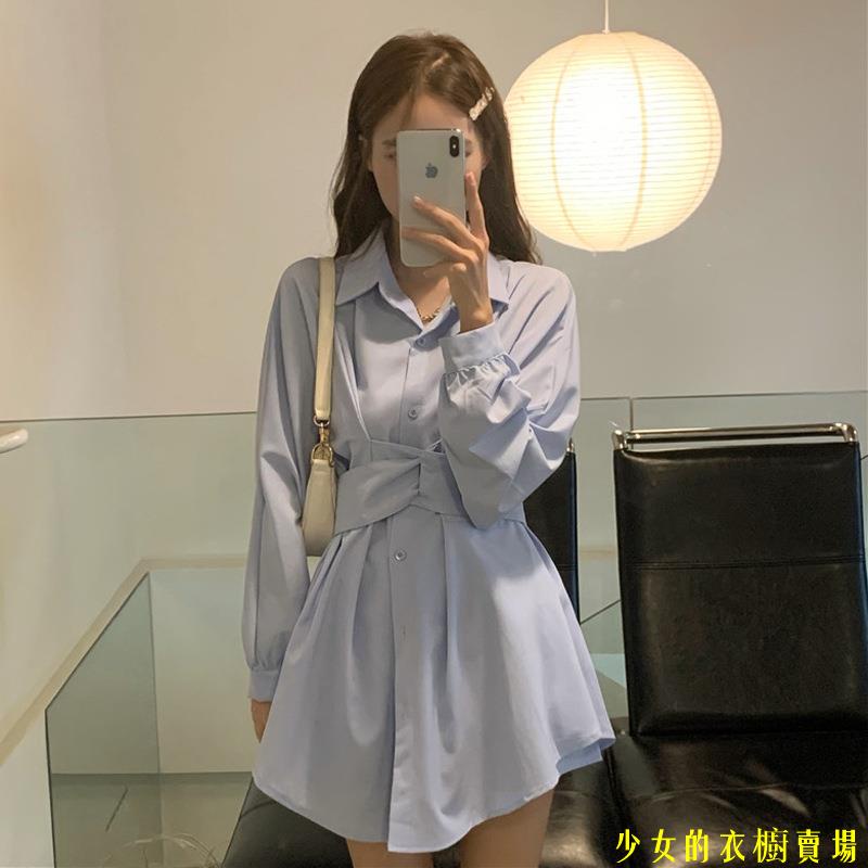 Đầm Sơ Mi Dáng Ngắn Chiết Eo Thời Trang Xuân Thu 2023 Dành Cho Nữ