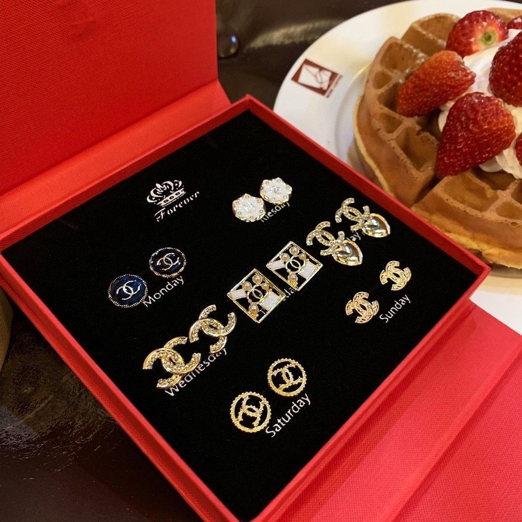 Xiaoxiangfeng Bộ Khuyên Tai Kết Hợp Trang Trí Ngôi Sao Sang Trọng Kết Hợp Làm Quà Tặng Cao Cấp Năm nay s