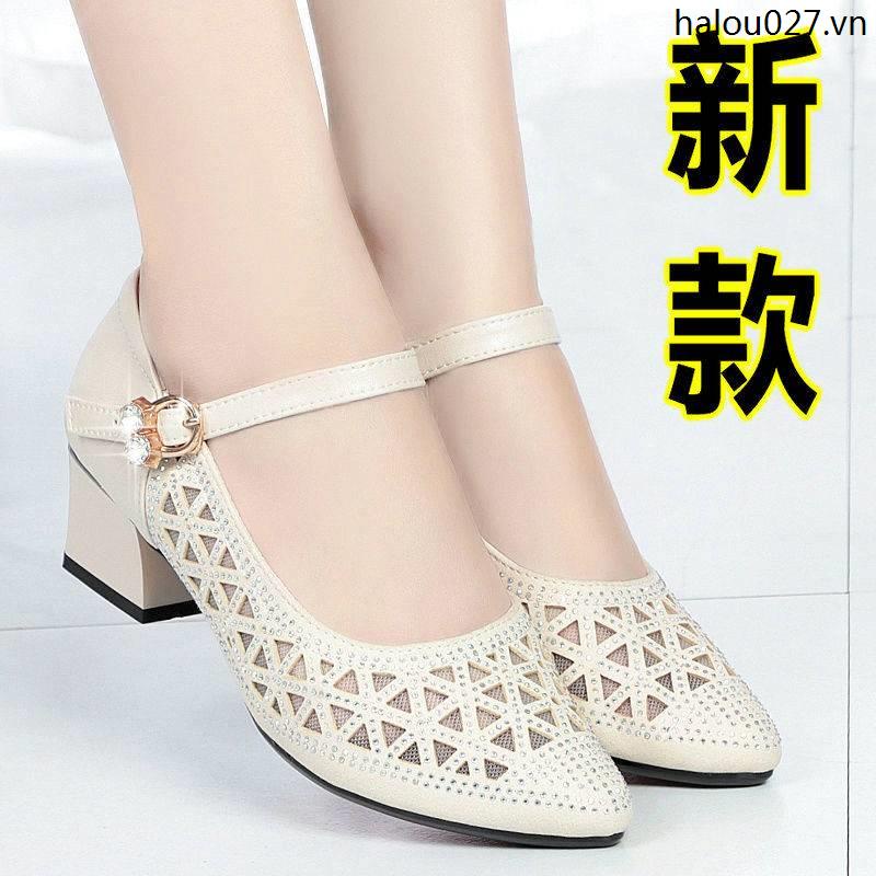 Giày Cao Gót Sandal Lưới Rỗng Đế Dày Vừa Mềm Mại Chống Trượt Phong Cách Mới Năm 2021
