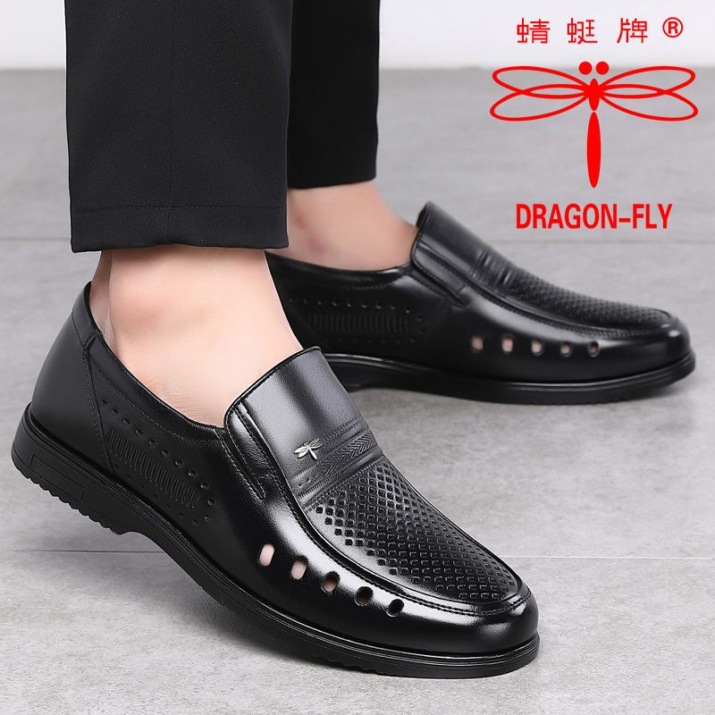 Giày Sandal Da Đục Lỗ Thoáng Khí Thời Trang Cho Đàn Ông Trung Niên