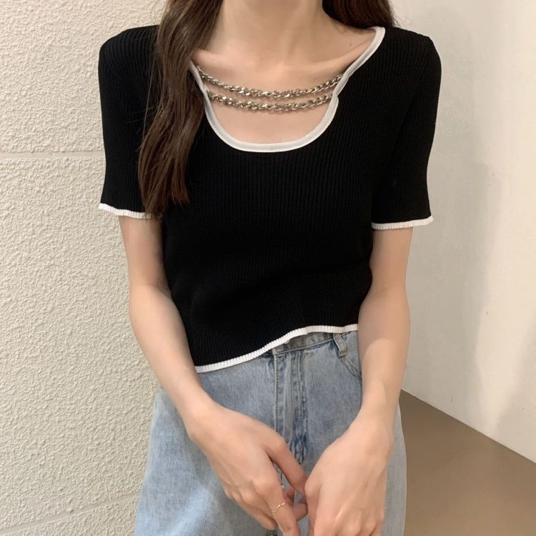 Áo Thun Ngắn Tay Cổ Tròn Đơn Giản Thời Trang Cho Nữ