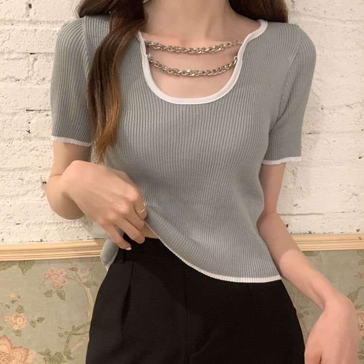 Áo Thun Ngắn Tay Cổ Tròn Đơn Giản Thời Trang Cho Nữ