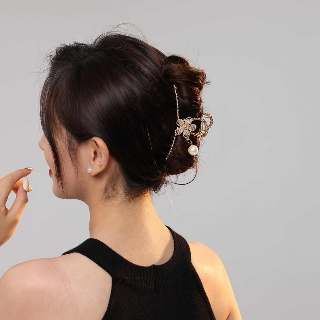 Kẹp Tóc Hình Hoa Bằng Kim Loại Thanh Lịch