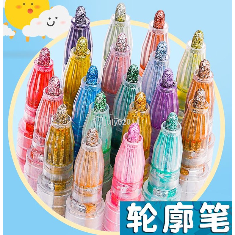 {Bút Đánh Dấu Hai Đường Viền} Bút Viết Bảng Báo Dạ Quang Hai Màu Dạ Quang Chuyên Dụng Cho Học Sinh