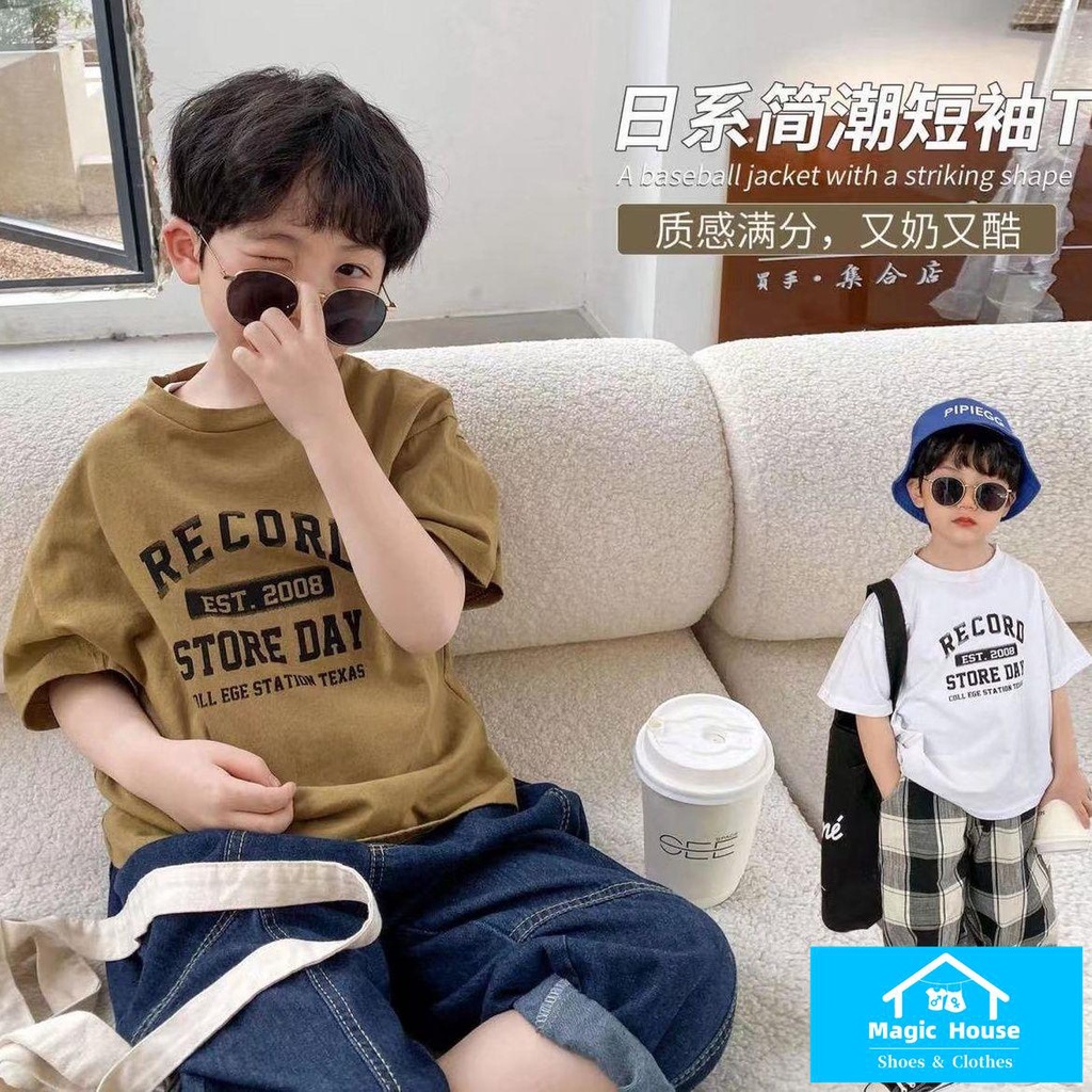 Áo Thun Cotton Nguyên Chất Ngắn Tay Cổ Tròn Phong Cách Mới 2023 Cho Bé Trai