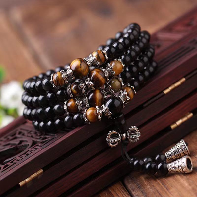 Vòng Tay Chuỗi 108 Hạt Đá Mắt Hổ 6.9 Thời Trang Cho Cặp Đôi