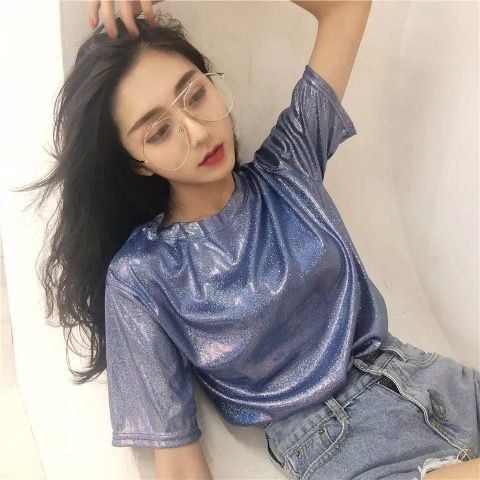 Áo Thun Tay Ngắn Cổ Tròn Màu Trơn Phong Cách Hàn Quốc Thời Trang Mùa Hè Mới Cho Nữ