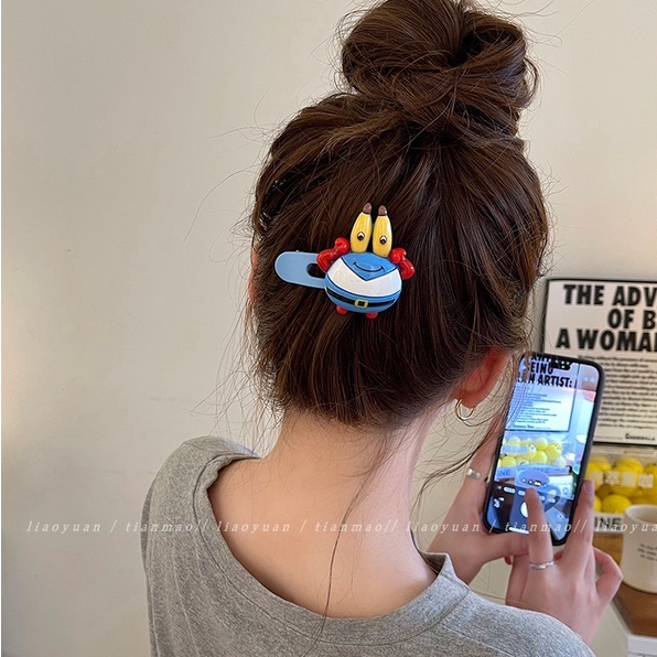 Kẹp Tóc Nữ Hình SpongeBob Phong Cách Hàn Quốc Nhật Bản Dễ Thương Mới