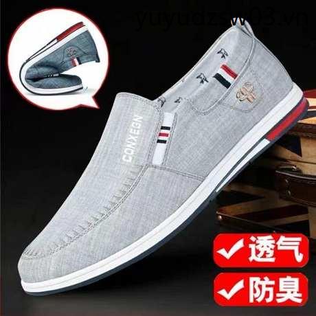 Giày Lười Vải Canvas Mỏng Thoáng Khí Thời Trang Mùa Hè Cho Nam