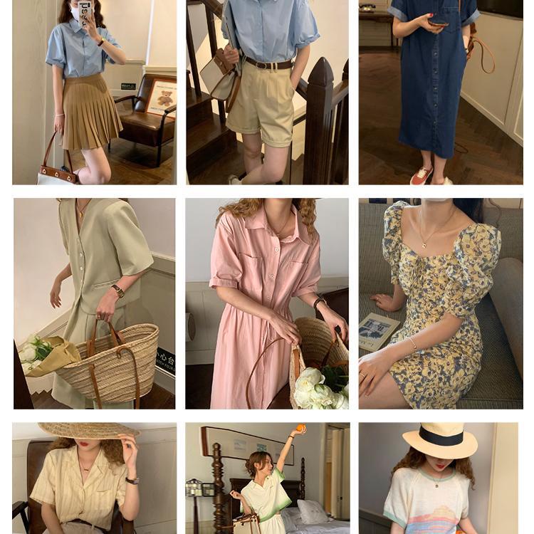 Set Áo Cổ Đứng Phối Chân Váy Lưng Cao Màu Gradient Thời Trang Xinh Xắn Cho Nữ 6.12