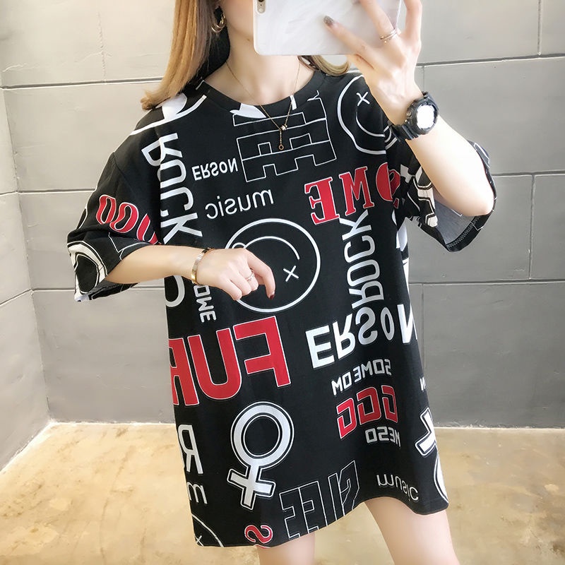 Áo Thun Tay Ngắn Dáng Rộng Plus Size Phong Cách Hàn Quốc Cho Nữ