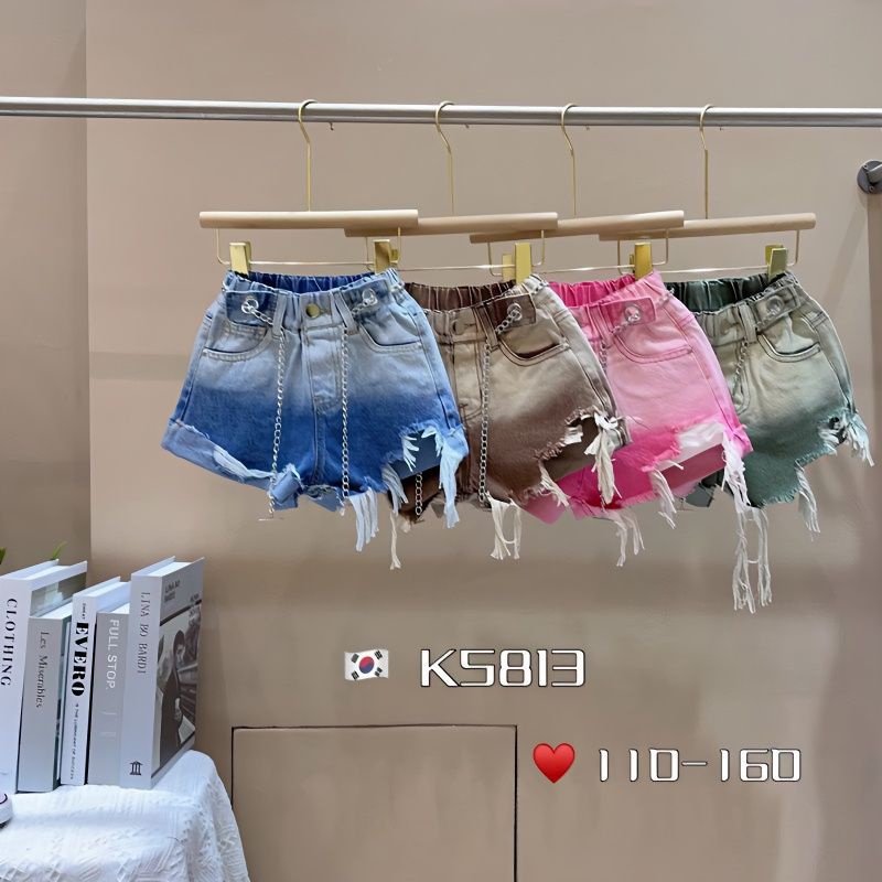 Quần Short Denim Rách Màu Gradient Phong Cách Phương Tây Thời Trang Mùa Hè 2023 Cho Bé Gái