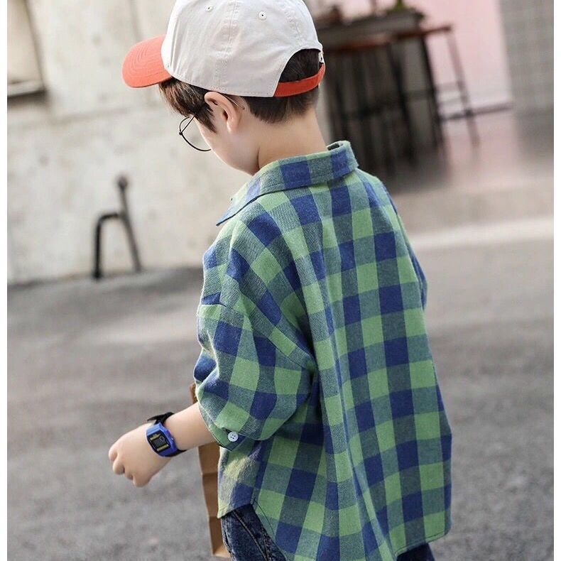 Hàng Mới Về Áo Sơ Mi Tay Dài Họa Tiết Kẻ Sọc Thời Trang 2023 Dành Cho Bé Trai