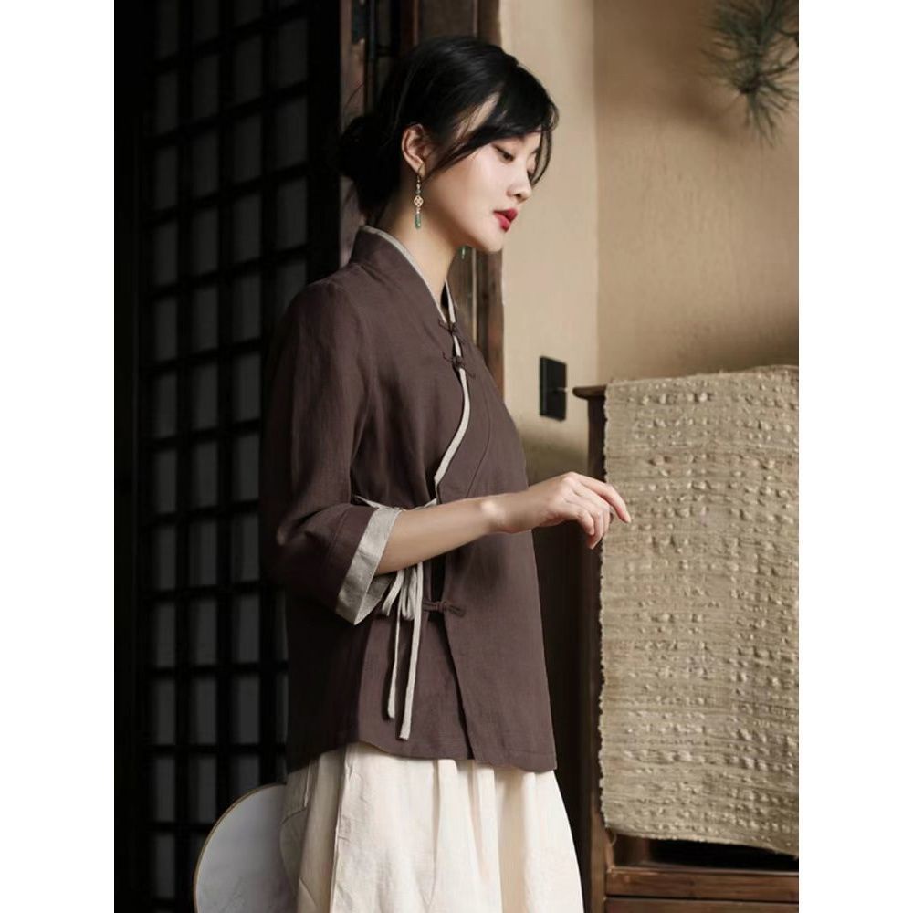 Bộ Áo Cotton + Quần Ống Rộng Phong Cách Trung Hoa Cổ Điển Thời Trang Mùa Xuân 2023 7.13