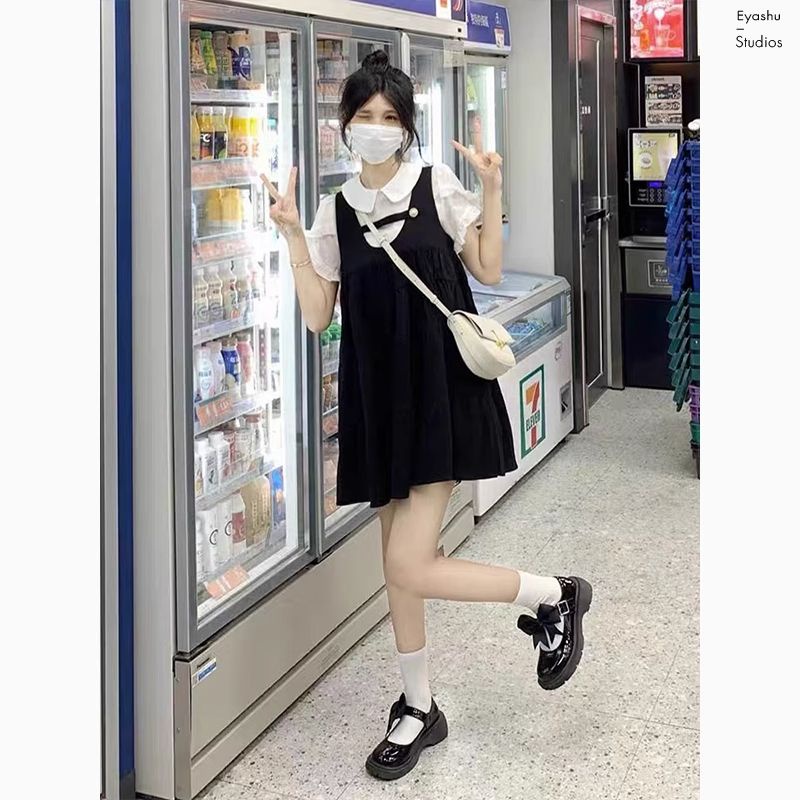 Đầm Hai Dây Giả Hai Mảnh Kiểu Búp Bê Dễ Thương Ngọt Ngào Thời Trang Mùa Hè