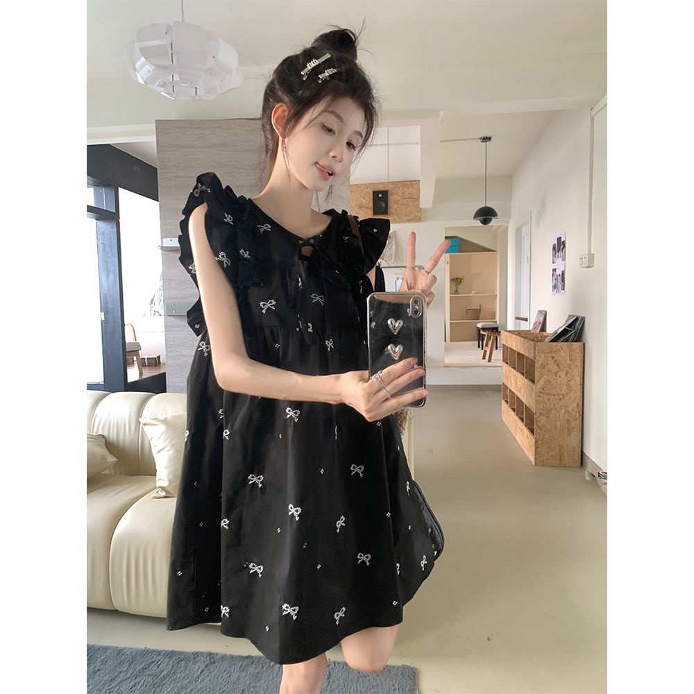 Đầm Búp Bê Họa Tiết Thêu Xinh Xắn Thời Trang Theo Phong Cách Pháp