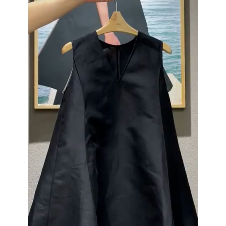 Đầm Nữ Không Tay Màu Đen Phong Cách Hepburn Châu Âu Thời Trang Mùa Hè