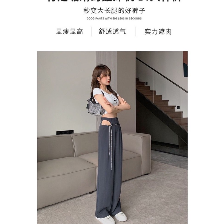 Quần Dài Ống Rộng Lưng Cao Phong Cách Hàn Quốc Thời Trang Mùa Hè Hàng Mới Dành Cho Bạn Nữ