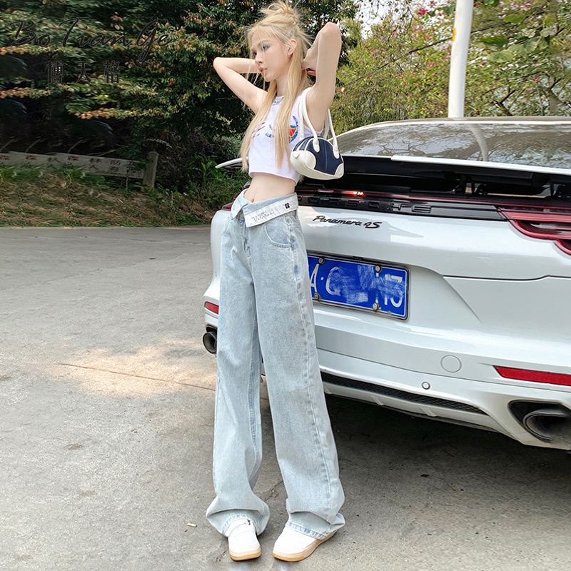 Quần Jean Ống Rộng Thẳng Phong Cách Mỹ Mùa Hè Cao Cấp Kiểu Mới Cho Nữ