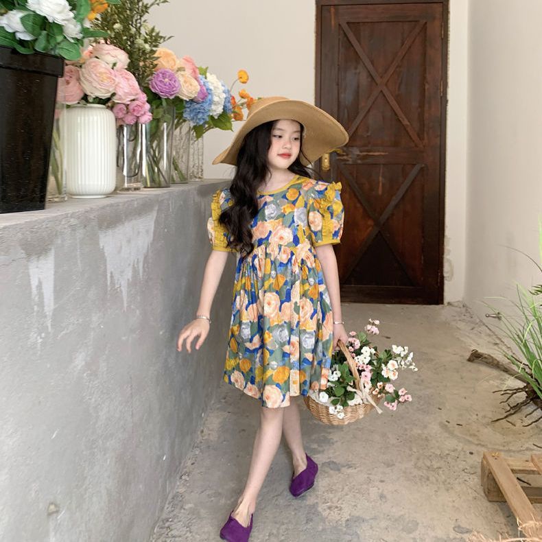 Hàng Có Sẵn ~ [Khuyến Mãi] Đầm Công Chúa Tay Ngắn Phong Cách Hàn Quốc Mùa Hè Mới Cho Bé Gái